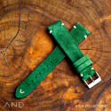 Wolly Green Forest Suede Leather Strap 20mm (White V-Stitch)
