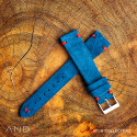 Wolly Ocean Blue Suede Leather Strap 20mm (Red V-Stitch)