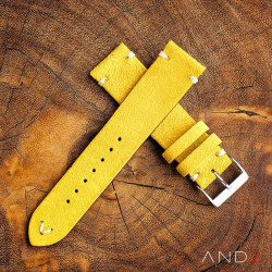 AND2 Wolly Irish Yellow Suede Leather Strap 22mm (White V-stiching)