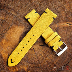 AND2 Wolly Irish Yellow Suede Leather Strap 22mm (Black V-stching)