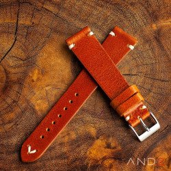 AND2 Laguna Medium Brown Leather Strap 22mm(White V-Stitching) 