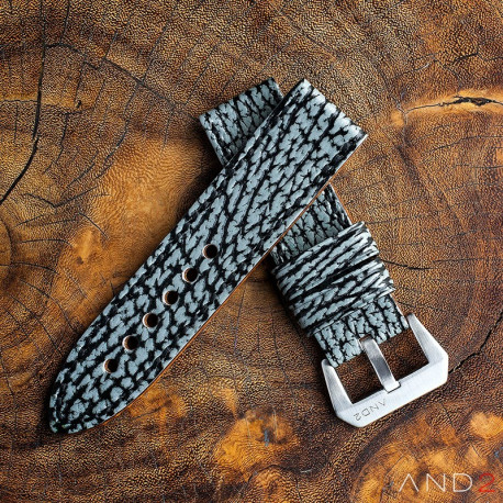 Tura Black Coral Leather Strap 24mm