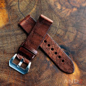 Vintage Cracked Croco Brown Leather Strap 24mm