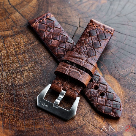 Braided Dark Brown Leather Strap with Matching Stich