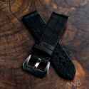 Vintage Cracked Croco Black Leather 24mm