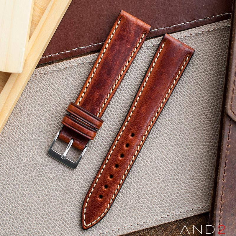 Kingsley Saddle Brown Leather Strap 22mm - Watch-Collectors