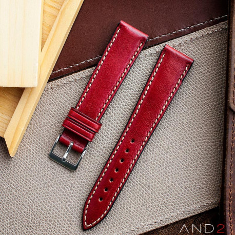 Kingsley Red Berry Leather Strap 22mm