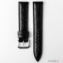 Kingsley Black Mania Leather Strap 20mm (Black Stitch)