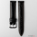 Kingsley Black Mania Leather Strap 20mm (Beige Stitch)