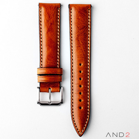 Kingsley Medium Brown Leather Strap 20mm (Beige Stitch)