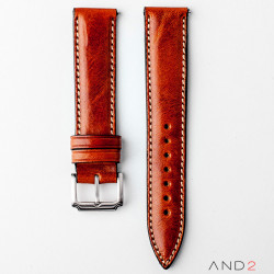 Kingsley Cognac Leather Strap 20mm (Beige Stitch)
