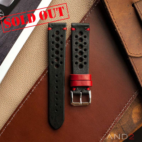 Speedy Racing Red Loop Leather Strap (Red Stitching)