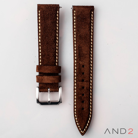 AND2 Kingsley Brown Suede Leather Strap (Beige Stitch)