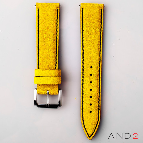 AND2 Kingsley Yellow Suede Leather Strap (Black Stitch)