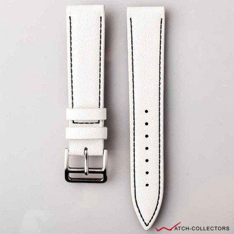 AND2 Italian Nubuck White Leather Strap 20mm (Red Stitching)