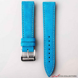 AND2 Italian Nubuck Blue Suede Leather Strap 20mm (White Stitch)