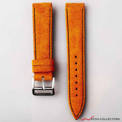 AND2 Italian Nubuck Orange Suede Leather Strap 20mm (Black Stitch)