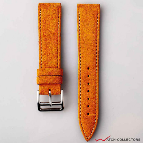 AND2 Italian Nubuck Orange Suede Leather Strap 20mm (Beige Stitch)